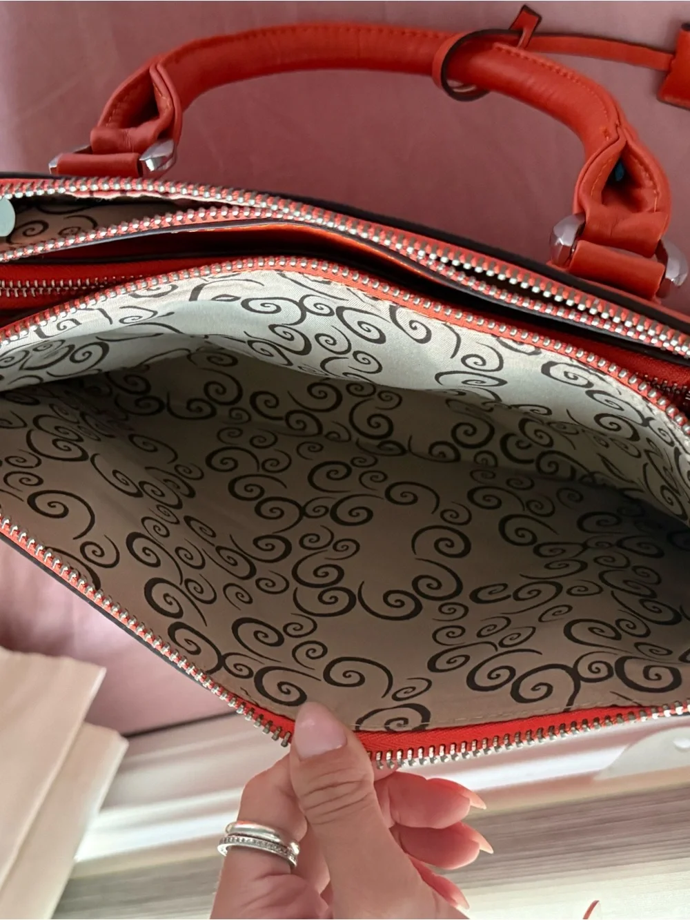 Orange Leather Tote Handbag - Stylish Everyday Carry w extra strap